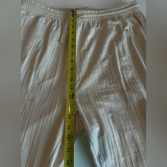 New ZARA Size XL Linen Blend Straight High Waist Pants Light beige Pants - Picture 8 of 11
